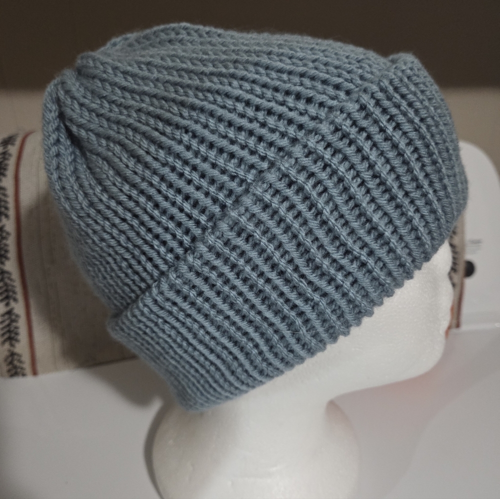 Handmade Knit Winter Beanie Hat Light Blue